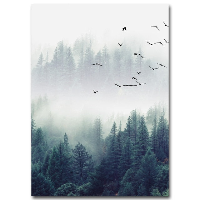 Nordic Decoration Forest Landscape Wall Art Canvas -  thegadgetandgiftstore