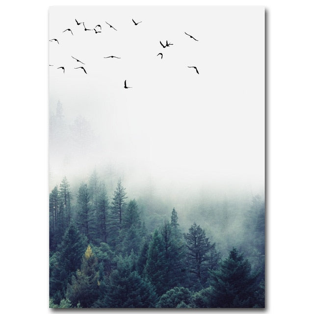 Nordic Decoration Forest Landscape Wall Art Canvas -  thegadgetandgiftstore